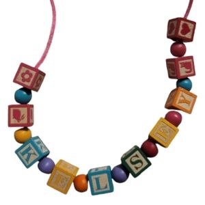 KELSEY Colorful Blocks Necklace Alphabet Bead Necklace for Kids Or Adults